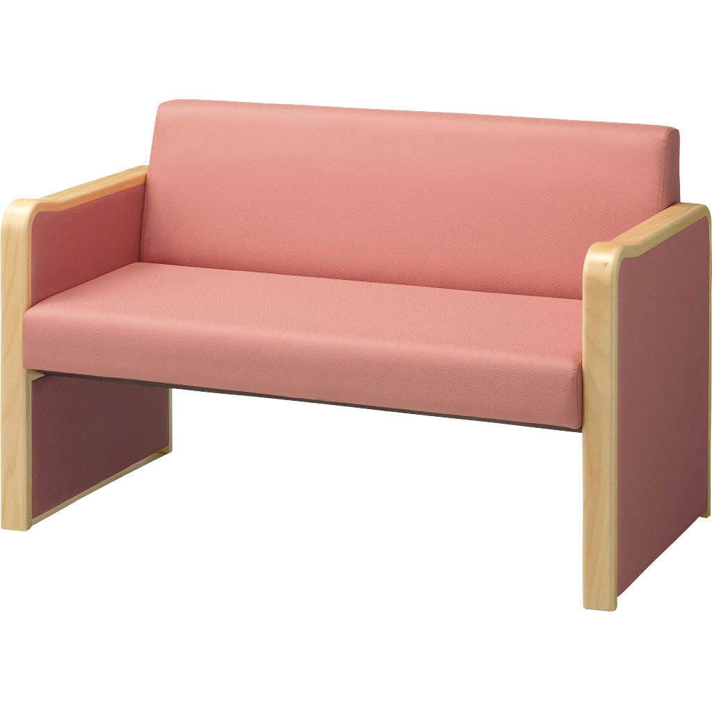 59LC-42F ロビーチェアー 59LCシリーズ LION (ライオン事務器) 2人 背もたれあり ローズ色 屋外使用不可 高さ730mm幅1150mm奥行620mm