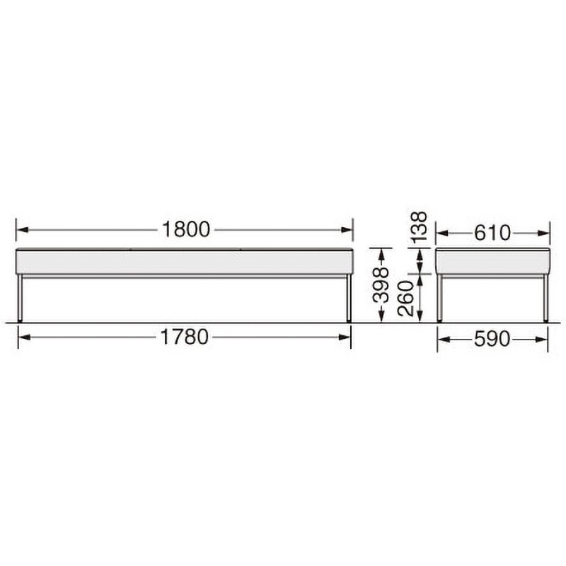 51LC-03S ロビーチェアー 51LCシリーズ LION (ライオン事務器) ライトブルー色 背なし・3人掛けタイプ 高さ400mm幅1800mm奥行610mm