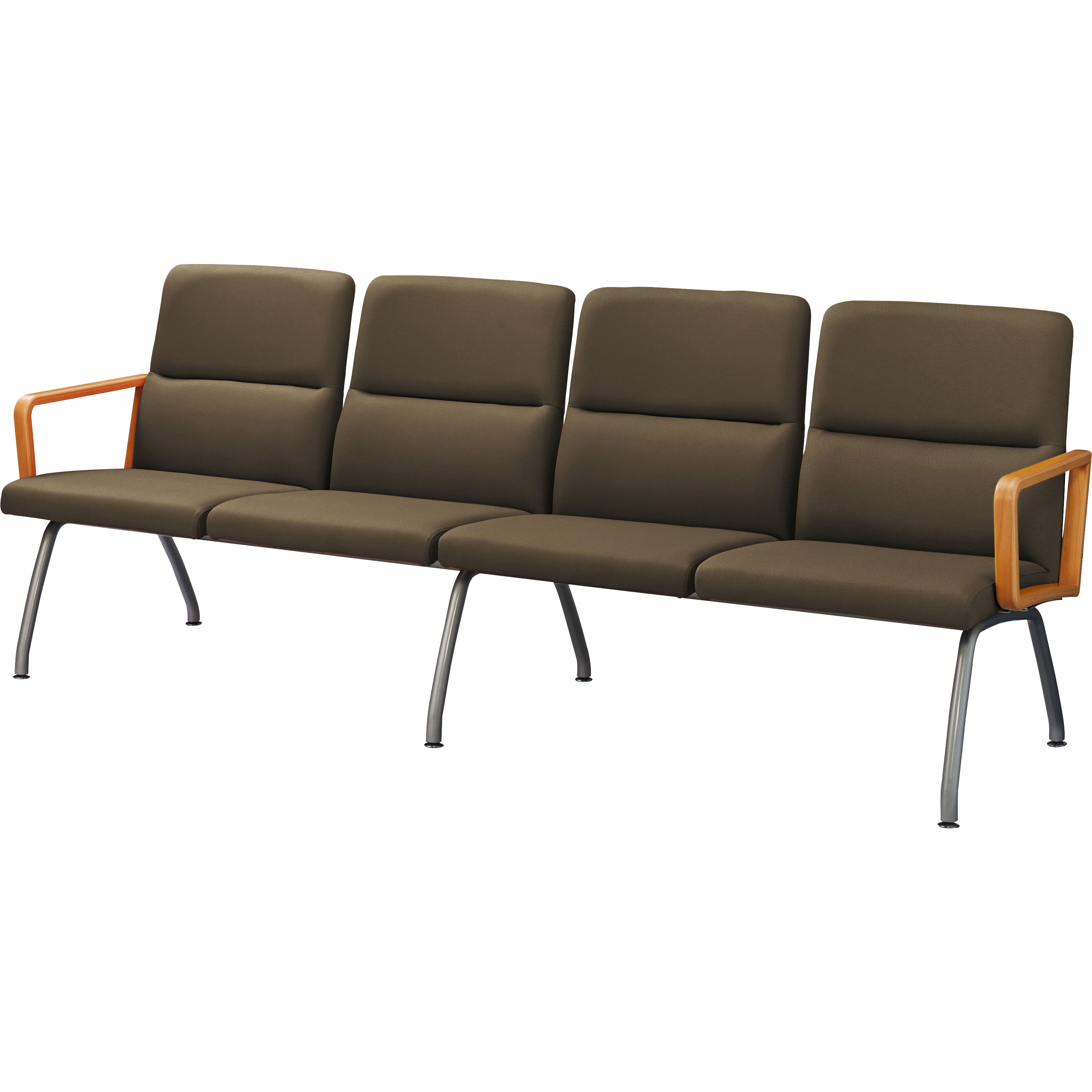 42LC-34F ロビーチェアー 42LCシリーズ LION (ライオン事務器) ブラウン色 4人 背付・両肘付 屋外使用不可 高さ855mm幅2230mm奥行675mm