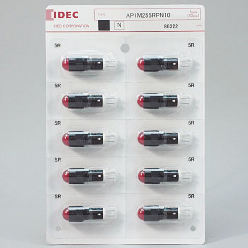 AP1M255RPN10 APシリーズ LED式小形表示灯Φ10(丸突形) IDEC(和泉電気) 取付穴径10.1(+0.2～0)mm 1セット(10個) AP1M255RPN10