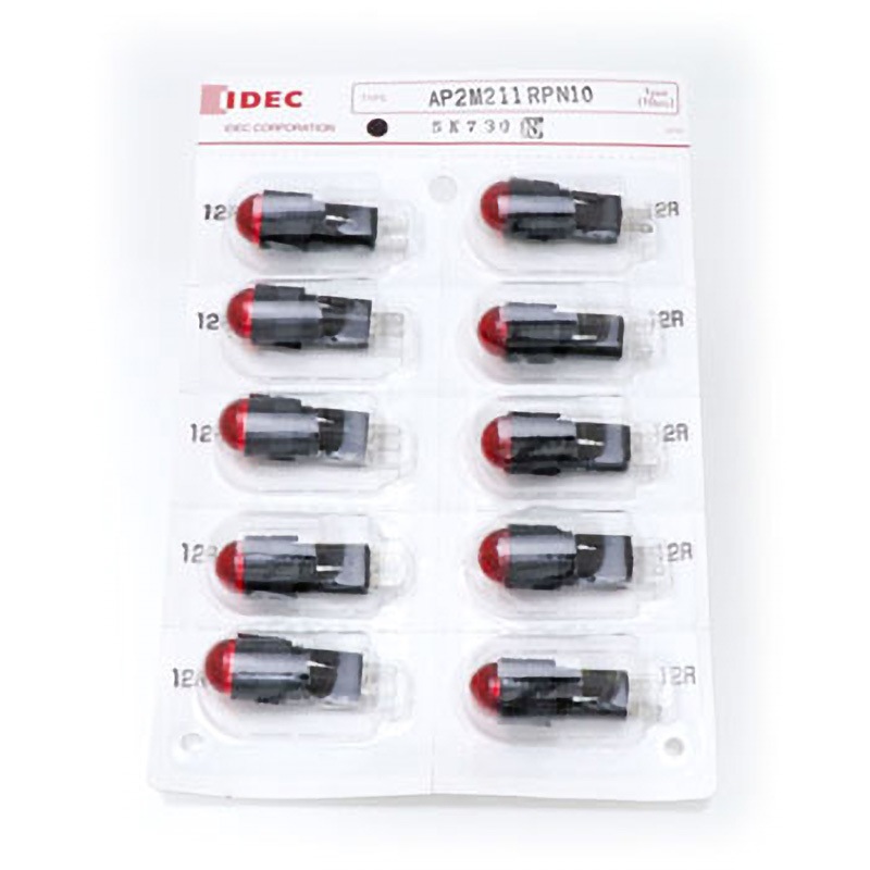 AP2M211RPN10 APシリーズ LED式小形表示灯Φ12(丸突形) IDEC(和泉電気) 取付穴径12.2(0.2～0)mm 1セット(10個) AP2M211RPN10