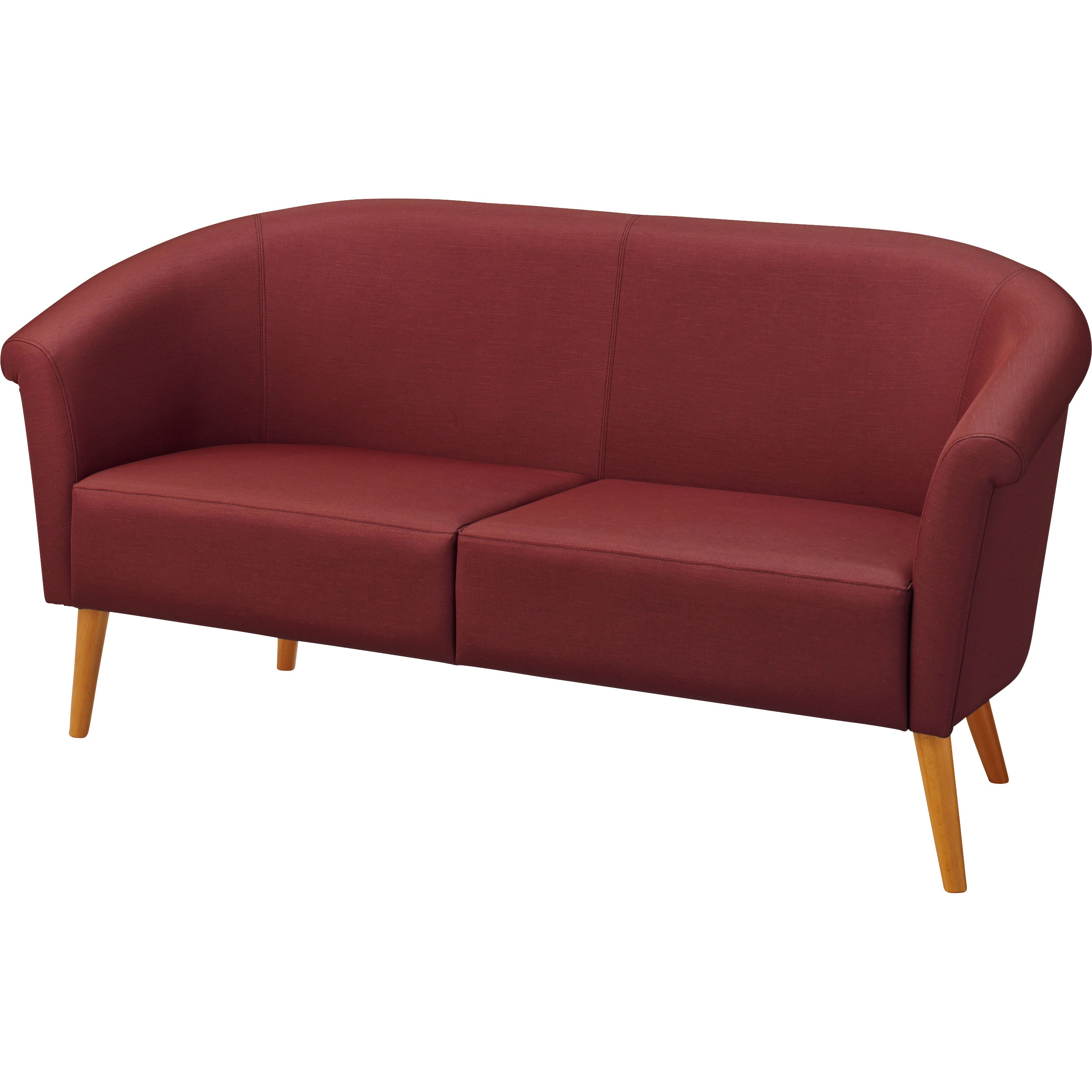 LG460S-LC(N) ラウンジ用チェアー LG-460シリーズ LION (ライオン事務器) ナチュラル/エンジ色 種類2人掛ソファー 防汚仕様 質量22kg 高さ720mm幅1470mm奥行630mm