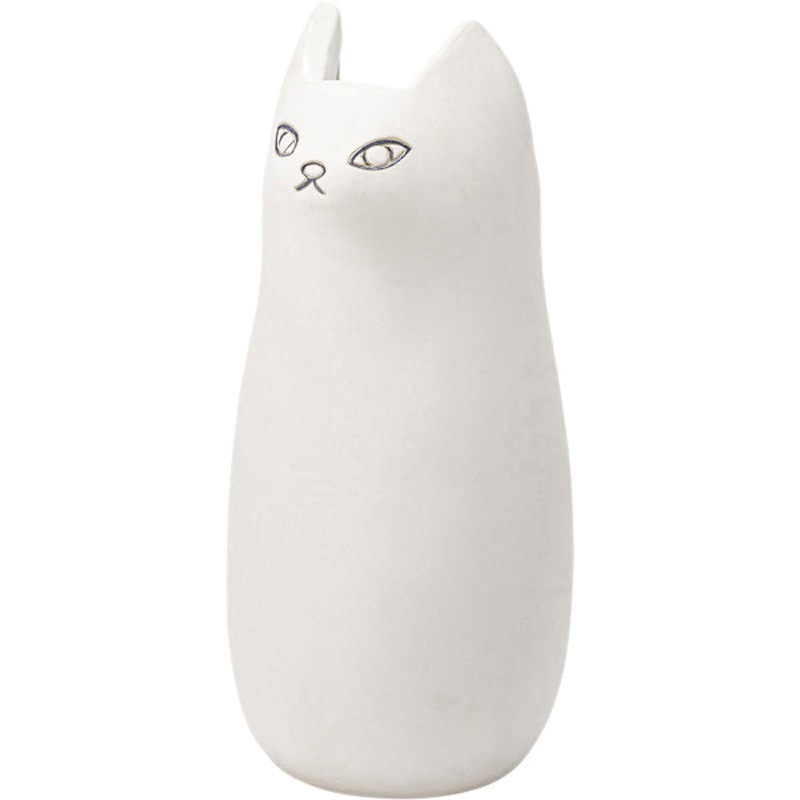 SH-01-CLY-12--WH 傘立て シンプル 陶器 マット コンパクト スリム ねこ 猫 かわいい ホームテイスト ホワイト色   SH-01-CLY-12--WH