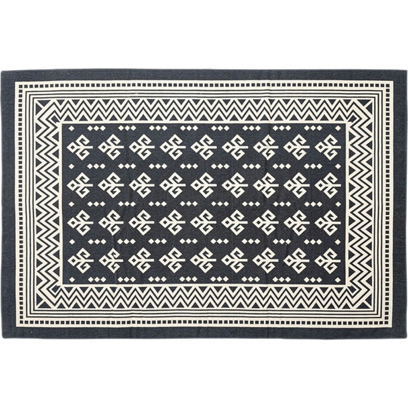 SH-01-TTR-163--NV デザインラグ マット スベリ止め加工 約約W170×D230 ホームテイスト ネイビー色   SH-01-TTR-163--NV