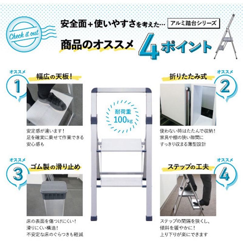 PSL-3DF 上枠付片面式アルミ踏台 スリム 1台 PROSTYLE 【通販モノタロウ】