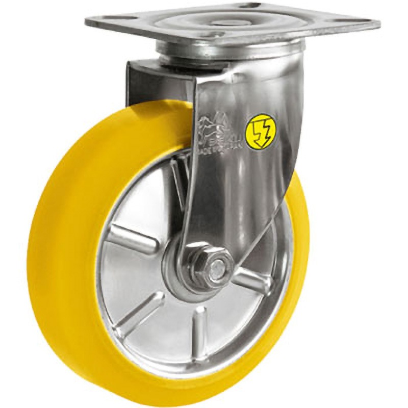 SUNJ-100 SEUW 静電気帯電防止キャスターⅡ 制電性ウレタン車輪付自在 SISIKU(シシク) 取付高130mm  SUNJ-100 SEUW