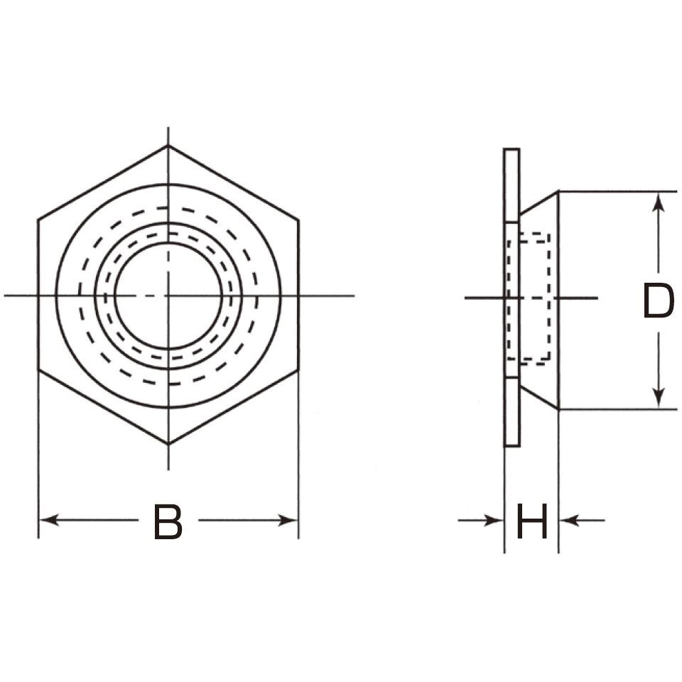 TF-M3-2 セルフクリンチングフラッシュナット TF 小箱(ステンレス) ボーセイ 1箱(1000本) TF-M3-2