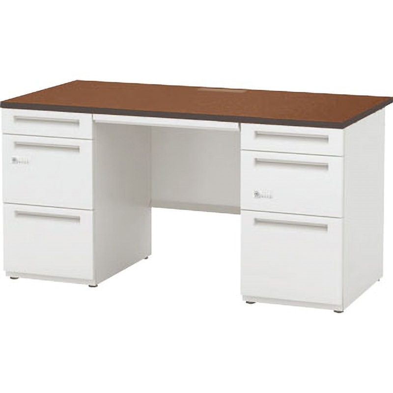 5-110-1565 スカエナ Sタイプ 両袖デスク  A4-3段/B4-3段(ダイヤル錠タイプ) 内田洋行 高さ720mm幅1400mm奥行600mm  5-110-1565