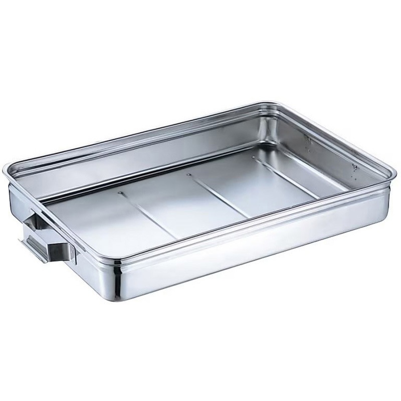 SH-5537-08KH(大・浅型8cm) 18-8手付番重バット(板取手) SUGICO(スギコ) 容量10L 外寸550×367×H80mm