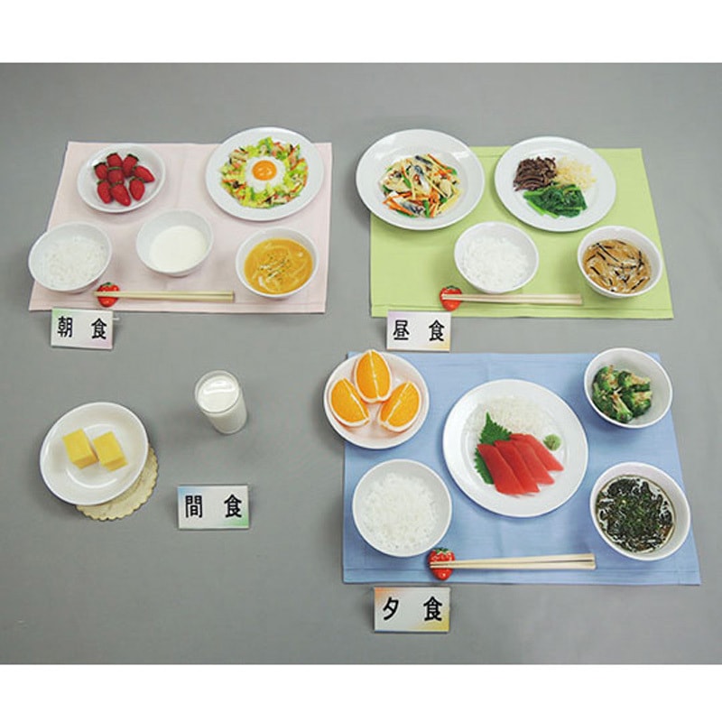 57-A フードモデル 健康な高齢者の献立1500Kcalごはんセット イワイサンプル PVC(塩ビ樹脂)・ゼラチン等