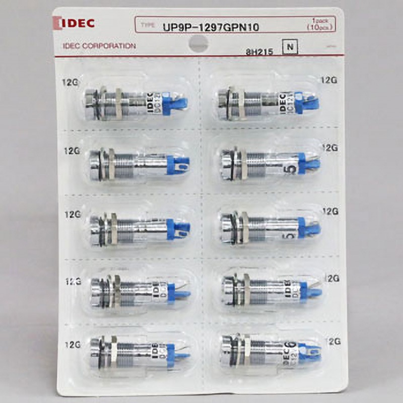 UP9P-1297GPN10 UPシリーズ LED式小形表示灯Φ9(丸平形 抵抗内蔵) 1セット(10個) IDEC(和泉電気) 【通販モノタロウ】