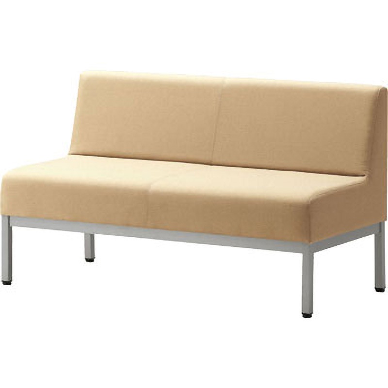 6-233-8061 ロビーチェア PB-12 2人用 1200W 背付(スチール脚) 内田洋行 ベージュ色 高さ700mm奥行600mm  6-233-8061