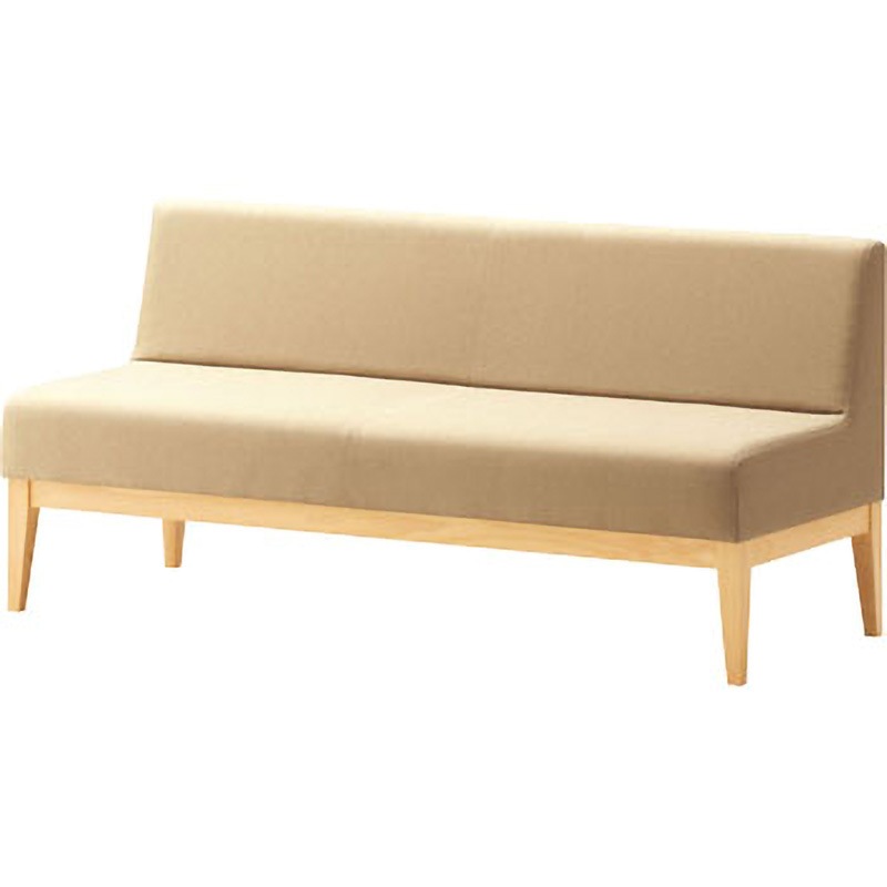 6-233-8211 ロビーチェア PB-13 2人用 1500W 背付(木製脚) 内田洋行 ベージュ色 高さ700mm奥行600mm  6-233-8211