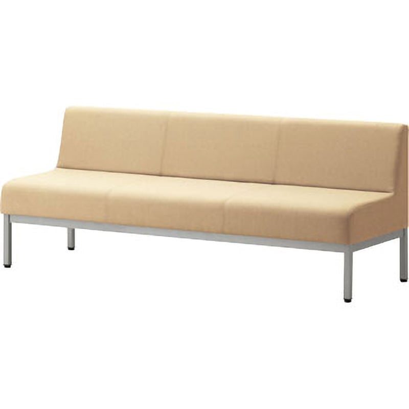 6-233-8461 ロビーチェア PB-14 3人用 1800W 背付(スチール脚) 内田洋行 ベージュ色 高さ700mm奥行600mm  6-233-8461