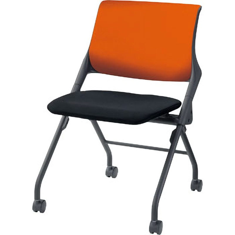 6-113-6133 ミーティングチェア CF613B 内田洋行 ブラック オレンジ 本体幅565mm奥行605mm高さ835mm  6-113-6133