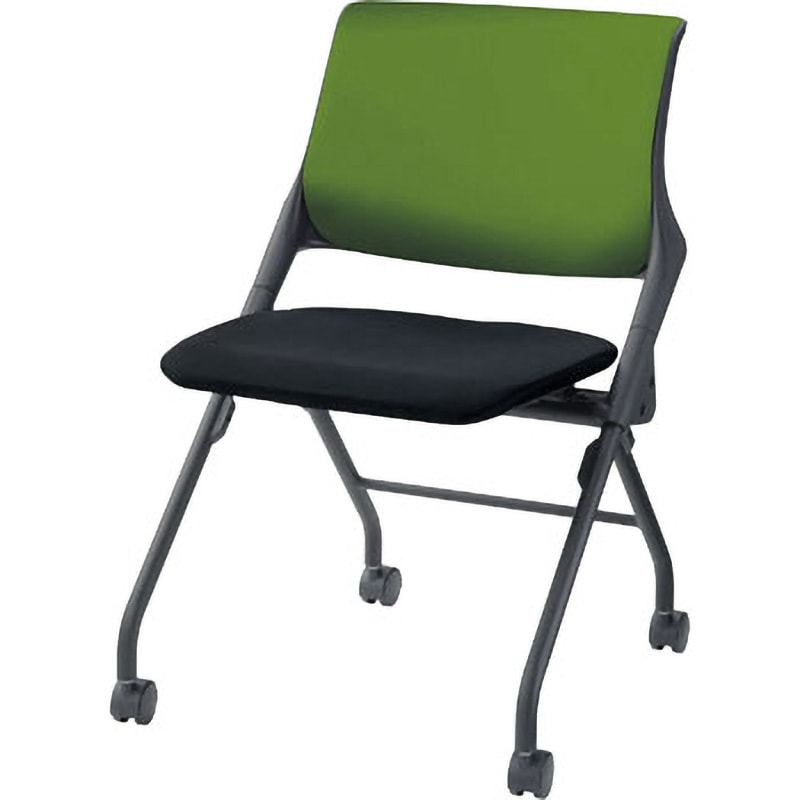 6-113-6136 ミーティングチェア CF613B 内田洋行 ブラック グリーン 本体幅565mm奥行605mm高さ835mm  6-113-6136