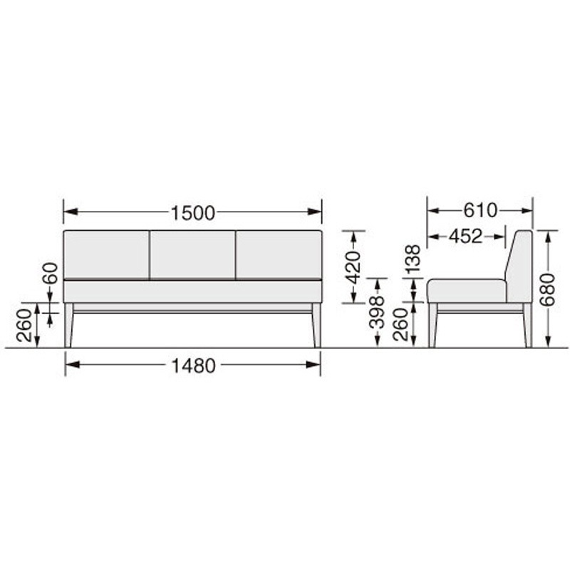 52LC-125S ロビーチェアー 52LCシリーズ LION (ライオン事務器) ピンク色