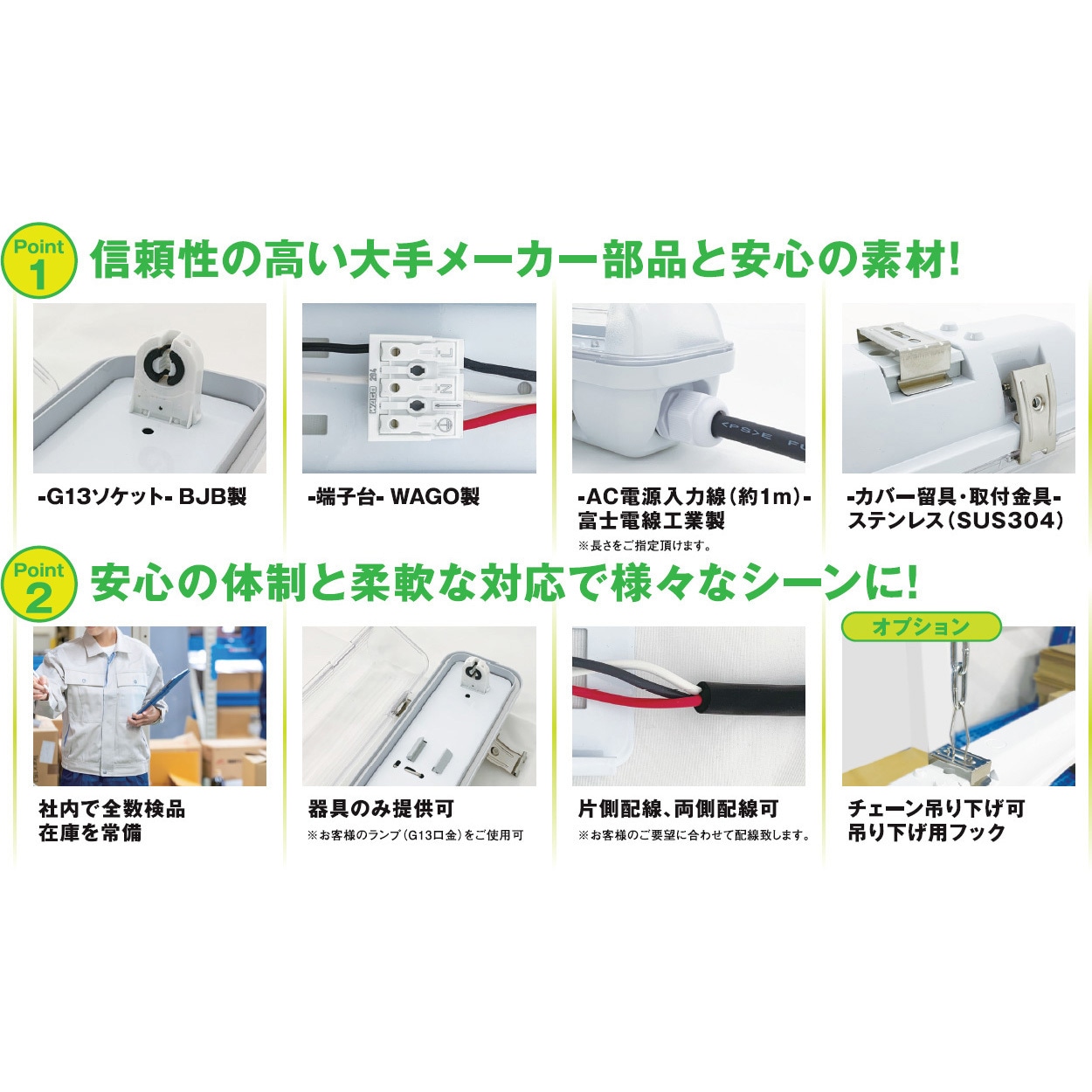 40型1灯用EL-FBS401K(ECOPOLAランプ用) 直管形LEDランプ専用 防水型