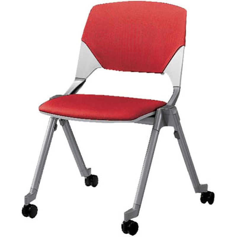 6-110-4258 ミーティングチェア FM-320C 内田洋行 レッド 質量6.75kg 本体幅592mm奥行587mm高さ800mm  6-110-4258