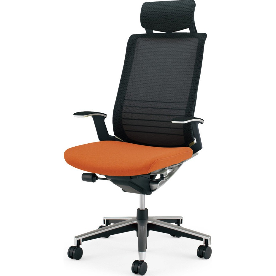 CR-GA2505E6GMY3-V オフィスチェアー インスパイン ヘッドレスト付きタイプ(配送・組立サービス付き) コクヨ ポリウレタン巻きキャスター 背 メッシュ 座 布 T型肘   CR-GA2505E6GMY3-V