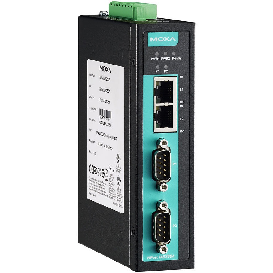 NPort IA5250A 産業用シリアルデバイスサーバ MOXA 寸法36×105×140mm  NPort IA5250A