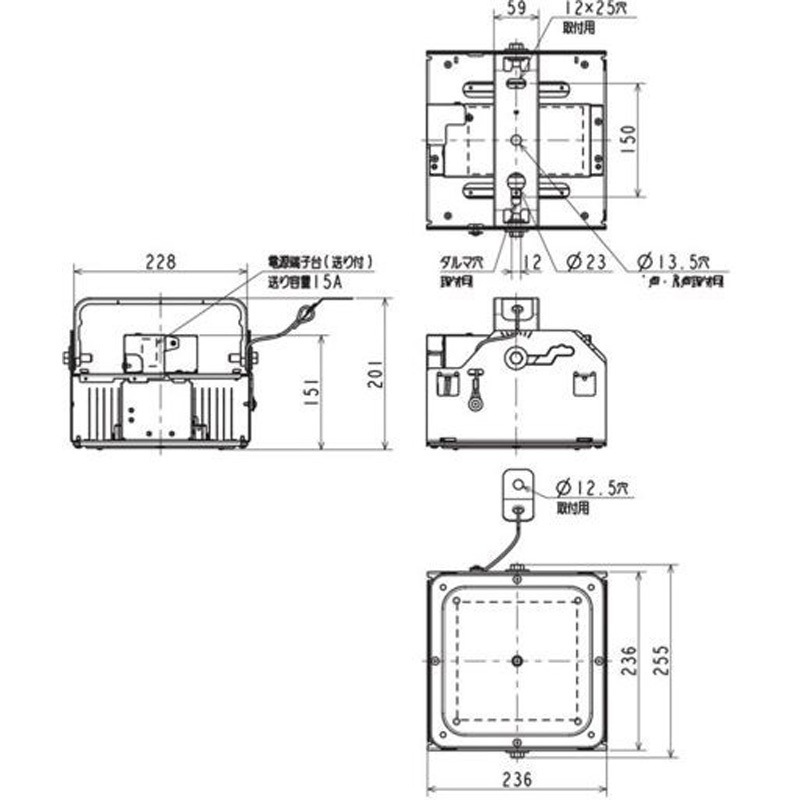 EL-GT15124N/W VHTN 高天井用ベースライト GTシリーズ 産業用 電源一