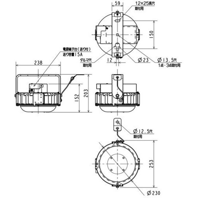 EL-GT20522N/W AHTN 高天井用ベースライト GTシリーズ 一般形 電源一