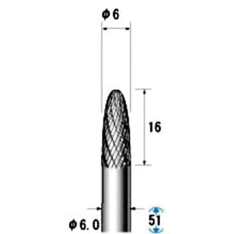 21531 チタンコート超硬カッター NSK(ナカニシ) 砲弾 質量21g 軸径6mm 1本