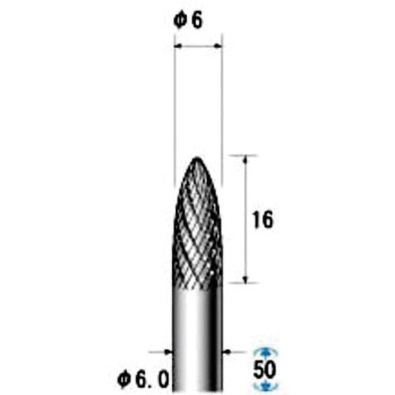 21535 チタンコート超硬カッター NSK(ナカニシ) 砲弾 質量20g 軸径6mm 1本