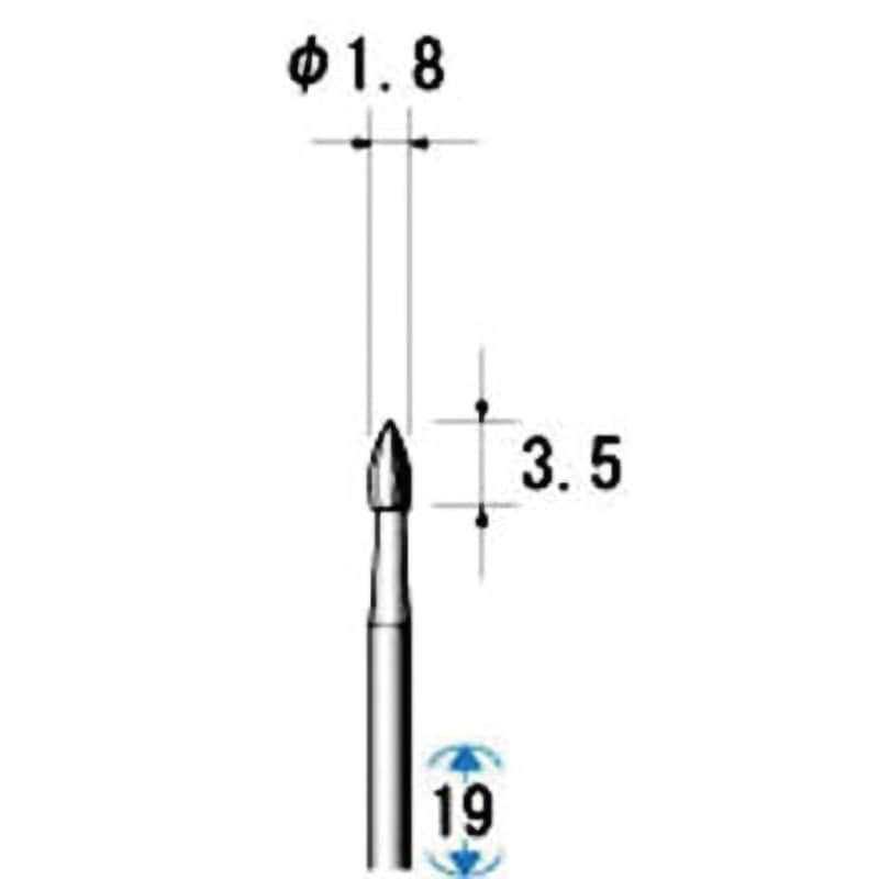 22092 超硬カッター 5本入 NSK(ナカニシ) 最高使用回転数350000rpm 雫テーパー(シングルカット) 軸径1.6mm 1セット(5本)