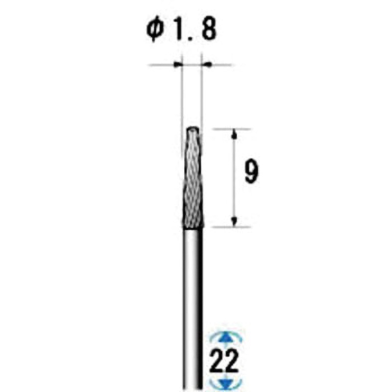 22113 超硬カッター 5本入 NSK(ナカニシ) 最高使用回転数350000rpm テーパー(シングルカット) 軸径1.6mm 1セット(5本) 6,046円