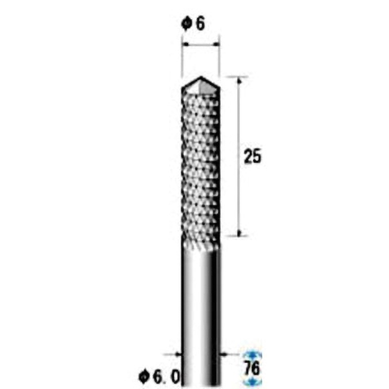 26915 超硬ルーターカッター NSK(ナカニシ) 先トンガリ円筒(ダイヤカット) 最高使用回転数25000rpm 軸径6mm 6,018円