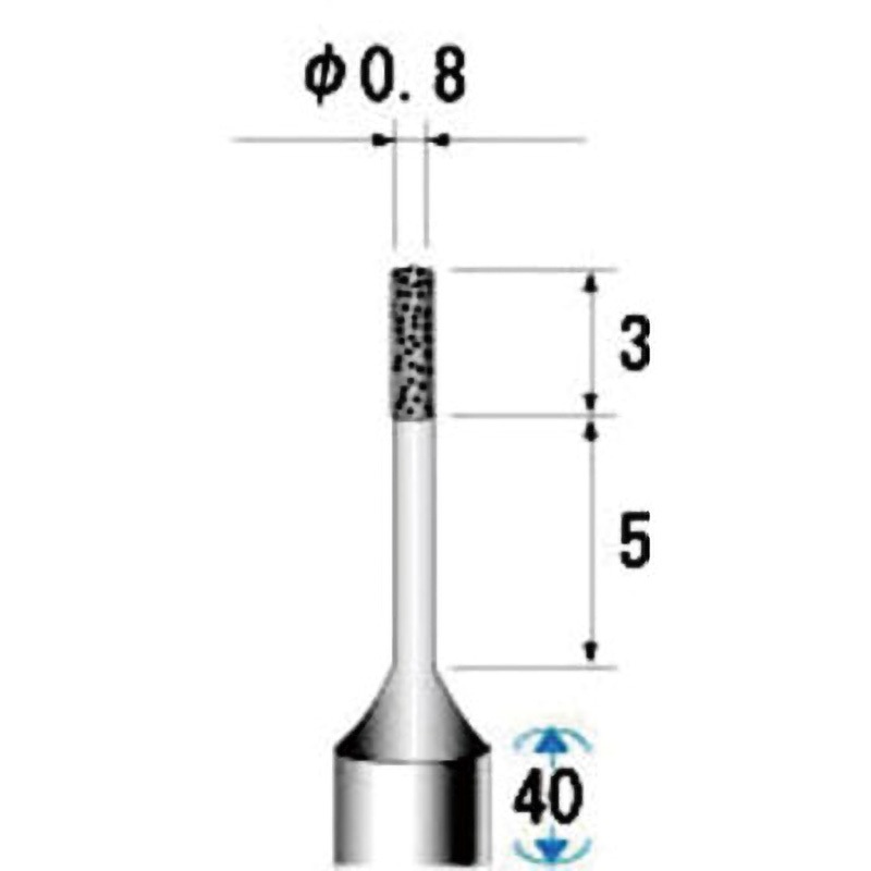 12256 超硬軸CBNバー NSK(ナカニシ) 円筒 #230 軸径3mm刃径0.8mm