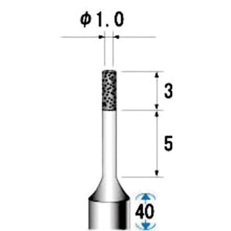 12238 超硬軸電着ダイヤモンド NSK(ナカニシ) 円筒 #140 軸径3mm刃径1mm