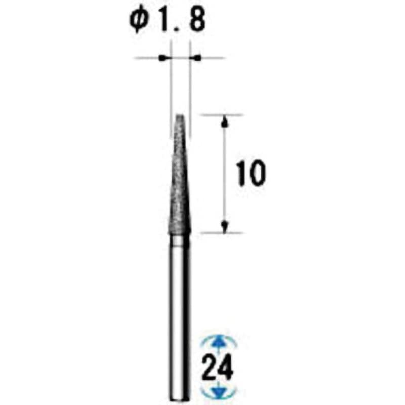 11123 電着ダイヤモンドバー 5本入 NSK(ナカニシ) テーパー先丸 粒度130 軸径1.6mm 1セット(5本)