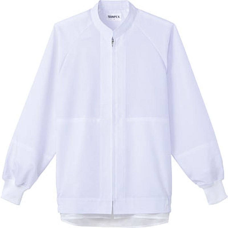 WT610 【衛生対策】長袖ジャンパー サーヴォ(旧:サンペックスイスト) 男女兼用 シャミラン(R)ポプリン 制電・抗菌・軽量 ホワイト色 サイズSS  WT610