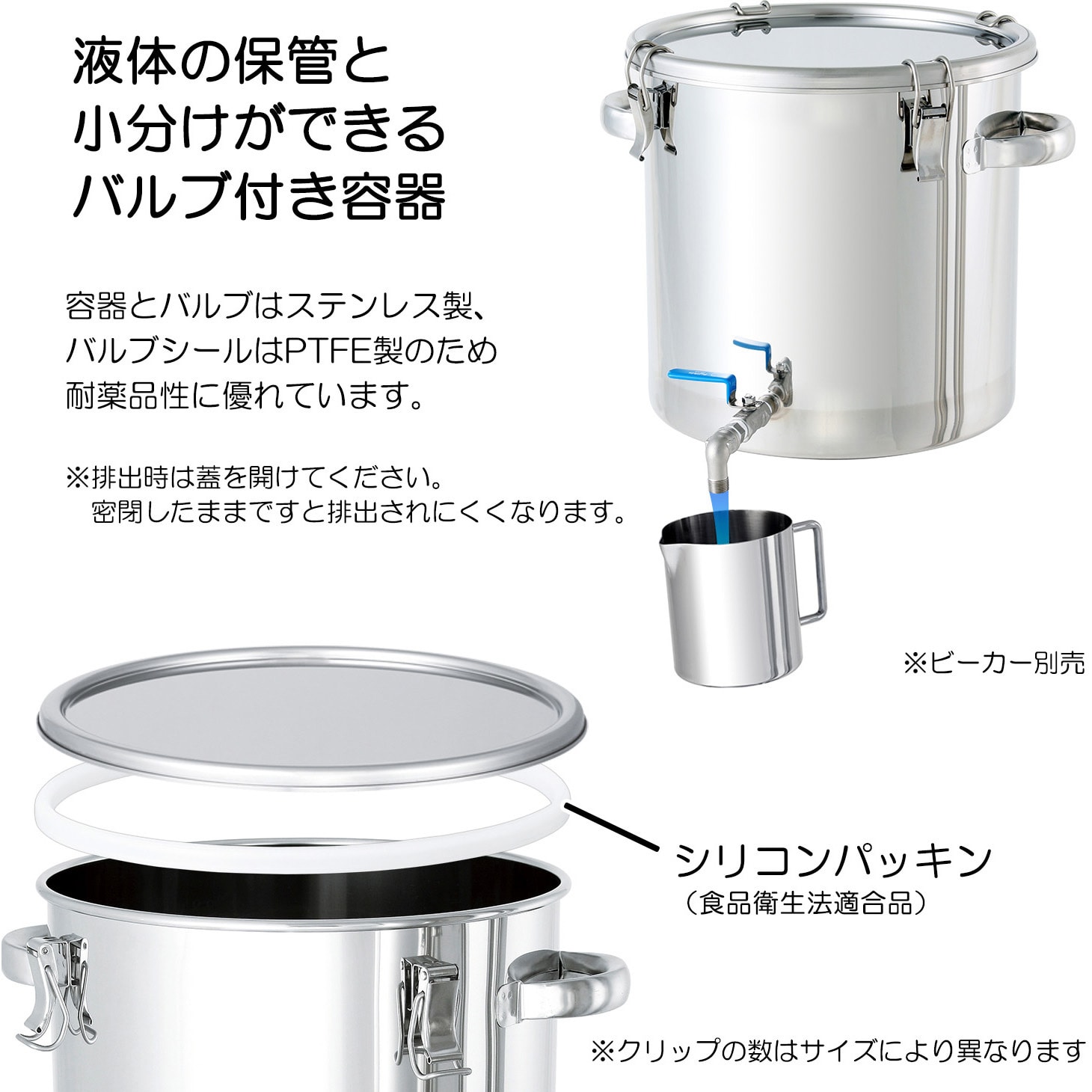 CTHV-30 ステンレスタンク ストレート密閉タンク(ボールバルブ付) MONOVATE(旧日東金属工業) 20L CTHV-30 -  【通販モノタロウ】