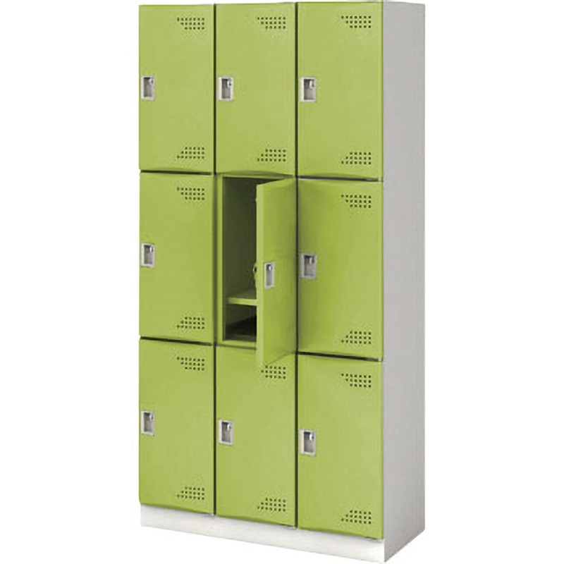 T-JTSL-L-33-NJ-GN スクールロッカー 3列3段 9人用 L扉 アイリスチトセ グリーン色 高さ1780mm奥行400mm  T-JTSL-L-33-NJ-GN