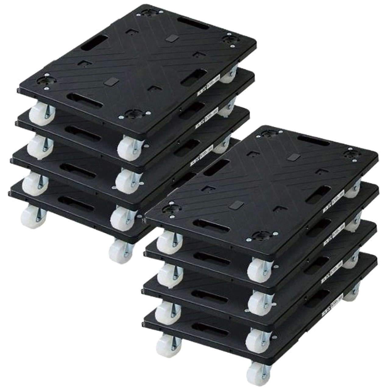NA-011(BK)×8 連結平台車 楽走くん 日東 ナイロン車輪 荷重100kg 樹脂製 ブラック色 荷台寸法600×400mm 1セット(8台) 21,880円
