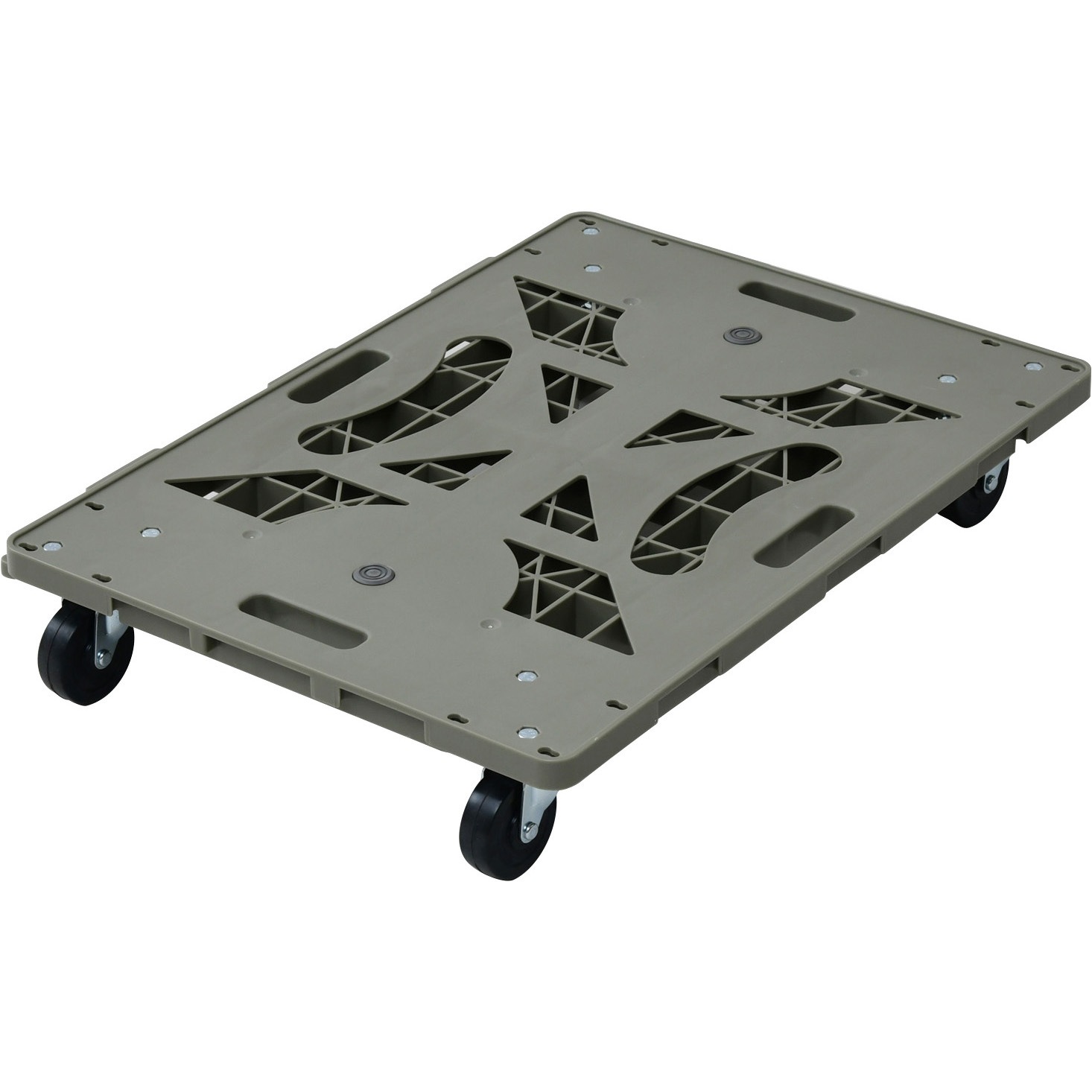 YRB-G75OD*2 連結平台車 パレッティー YAMAZEN(山善) ゴム車輪 自在 樹脂製 取手付き オリーブドラブ色 ブレーキなし 1セット(2台)