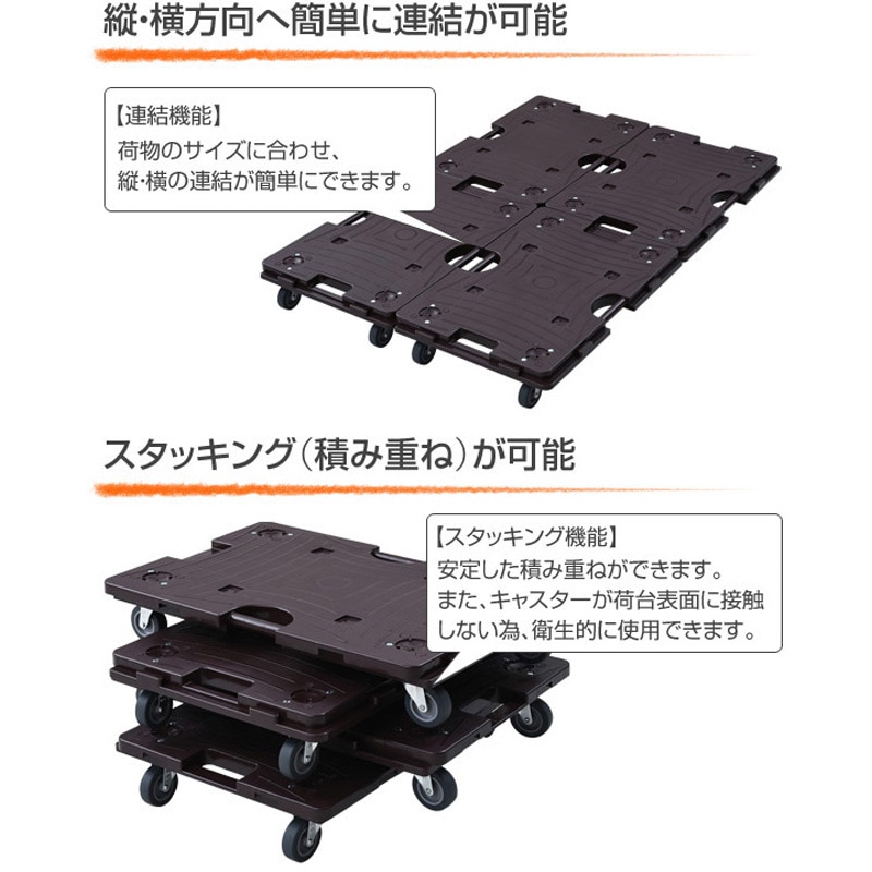 NTRL-E65(DB) スマート連結平台車 YAMAZEN(山善) 自在 樹脂製
