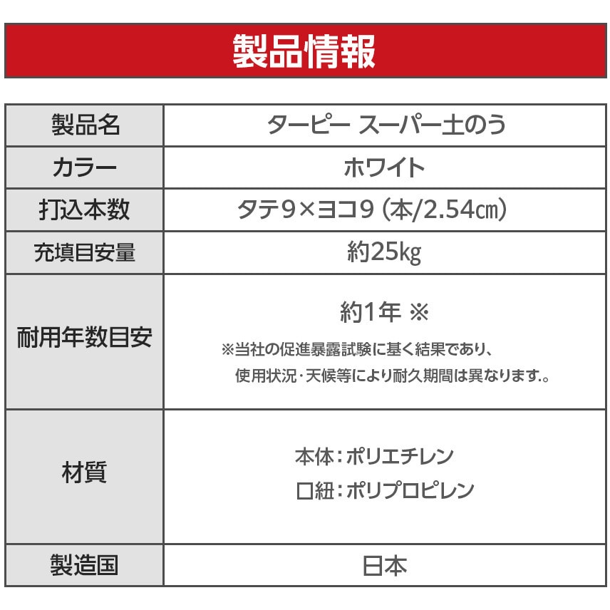 D10 ターピー スーパー土のう 萩原工業 縦620mm横480mm 1パック