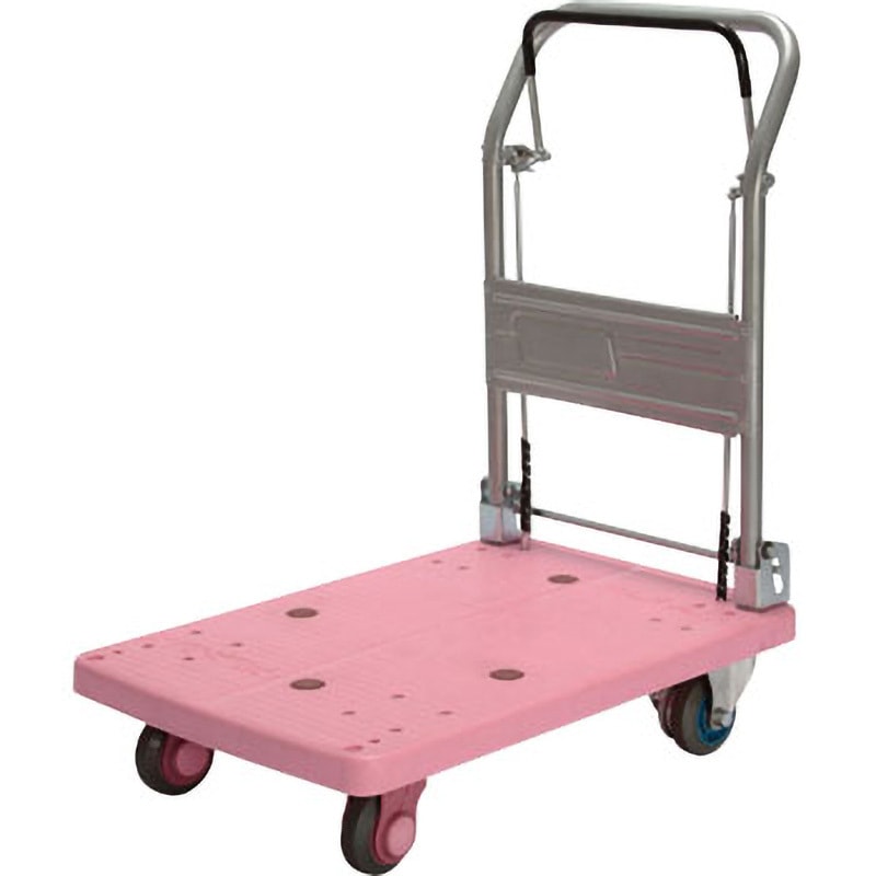 PLA150-DX-DB-P 静音プラ 150 ドラムブレーキ付 折畳式 ピンク カナツー 折りたたみハンドルタイプ ポリプロピレン製 荷台寸法730×490mm  PLA150-DX-DB-P 32,487円