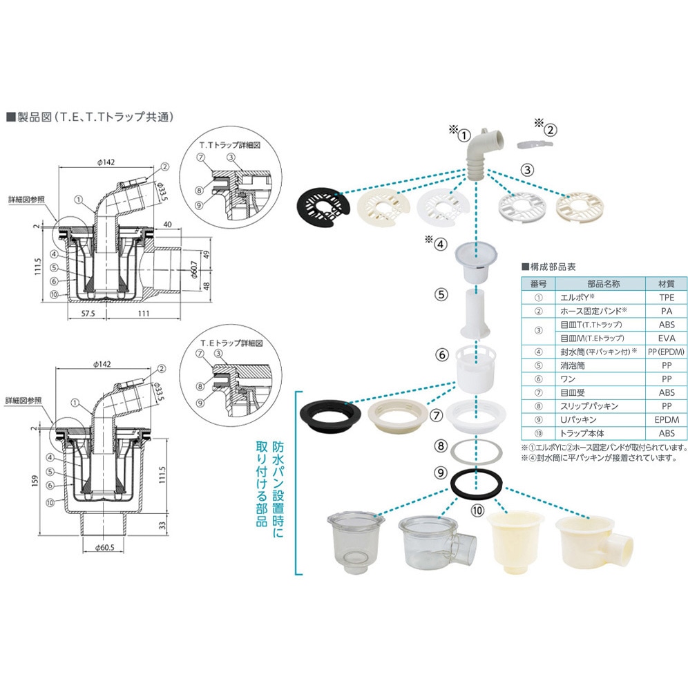 排水トラップ テクノテック 洗濯機用排水トラップ 【通販モノタロウ】