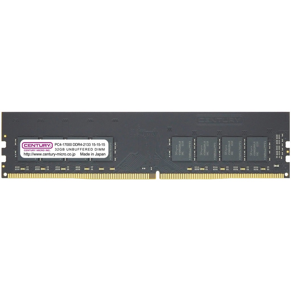 CB32GX2-D4U2133 DT用 日本製 DDR4 288pin UDIMM 1.2V 64GBキット (32GBx2枚組) 2R CENTURY MICROY MICRO(センチュリーマイクロ) 規格DDR4 SDRAM メモリーモジュール規格PC4-17000   CB32GX2-D4U2133 60,390円