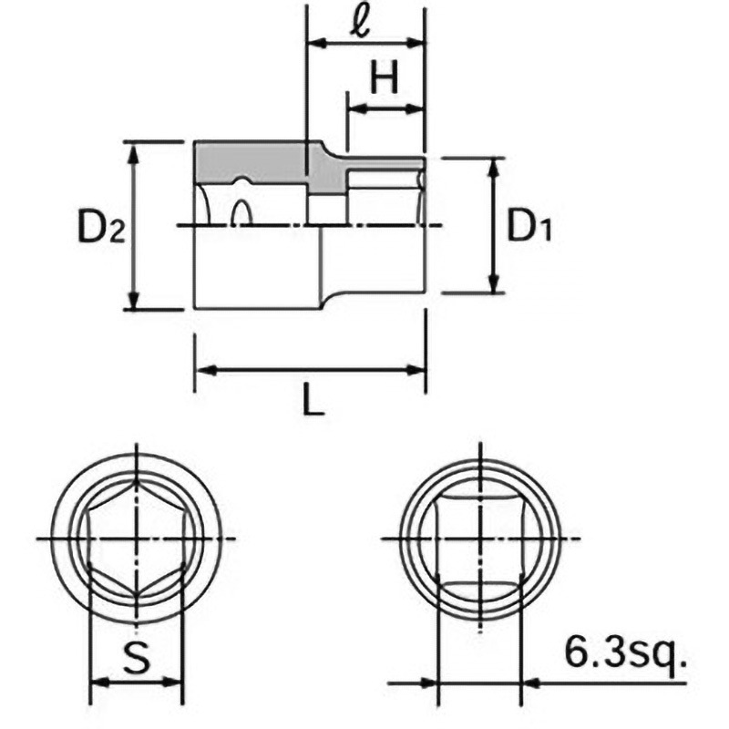 B2-05-H 6.3sq.ソケット(6角) 1個 KTC 【通販モノタロウ】