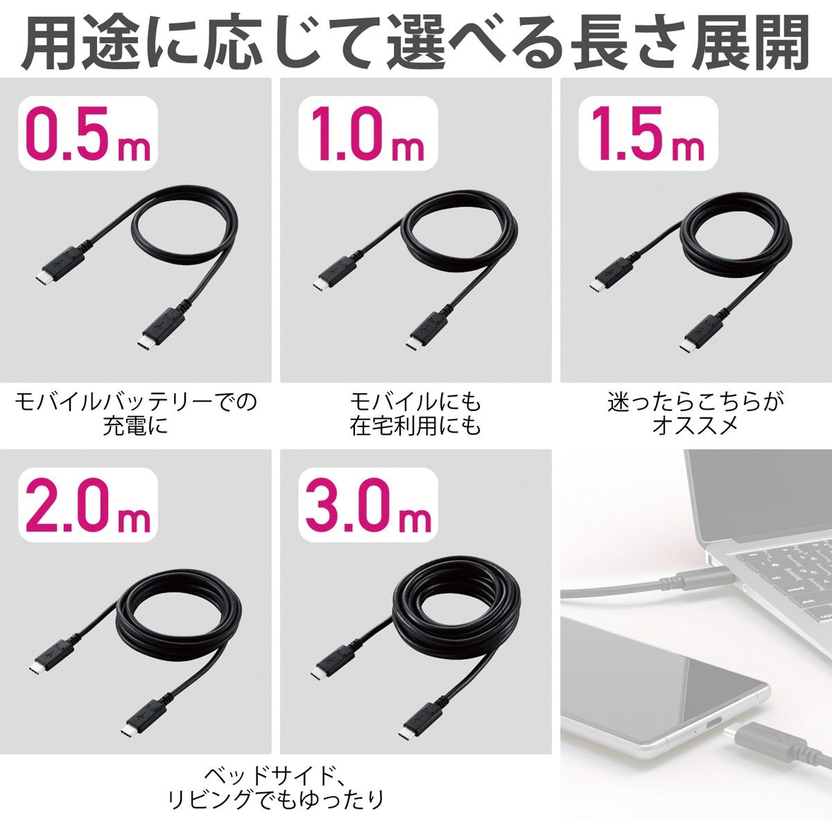 ELECOM U2C-CC30NBK2 BLACK  TYPE-Cケーブル USB2.0ケーブル(認証品、C-C) - U2C-CC30NBK