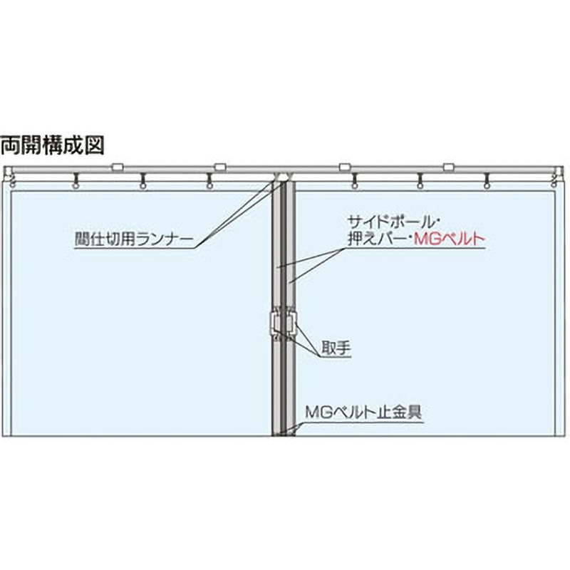 90NW20N 大型間仕切ポールセット(D40用)両開セット 岡田装飾金物