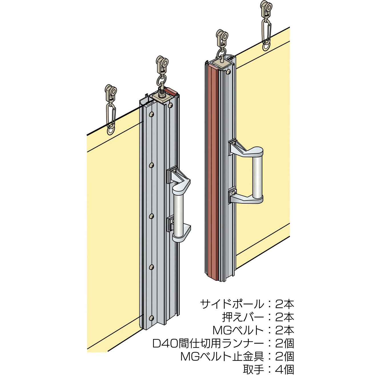 ポスター　横　特寸法　ポールギヤマン　額装仕上げ品 90NW20N 大型間仕切ポールセット(D40用)両開セット 岡田装飾金物