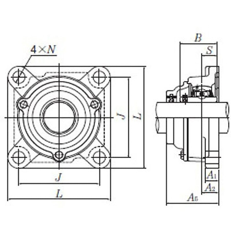 C-UCF213HT2D1 角フランジ形円筒穴形止ねじ式 UCF形 1個 NTN(エヌティーエヌ) 【通販モノタロウ】